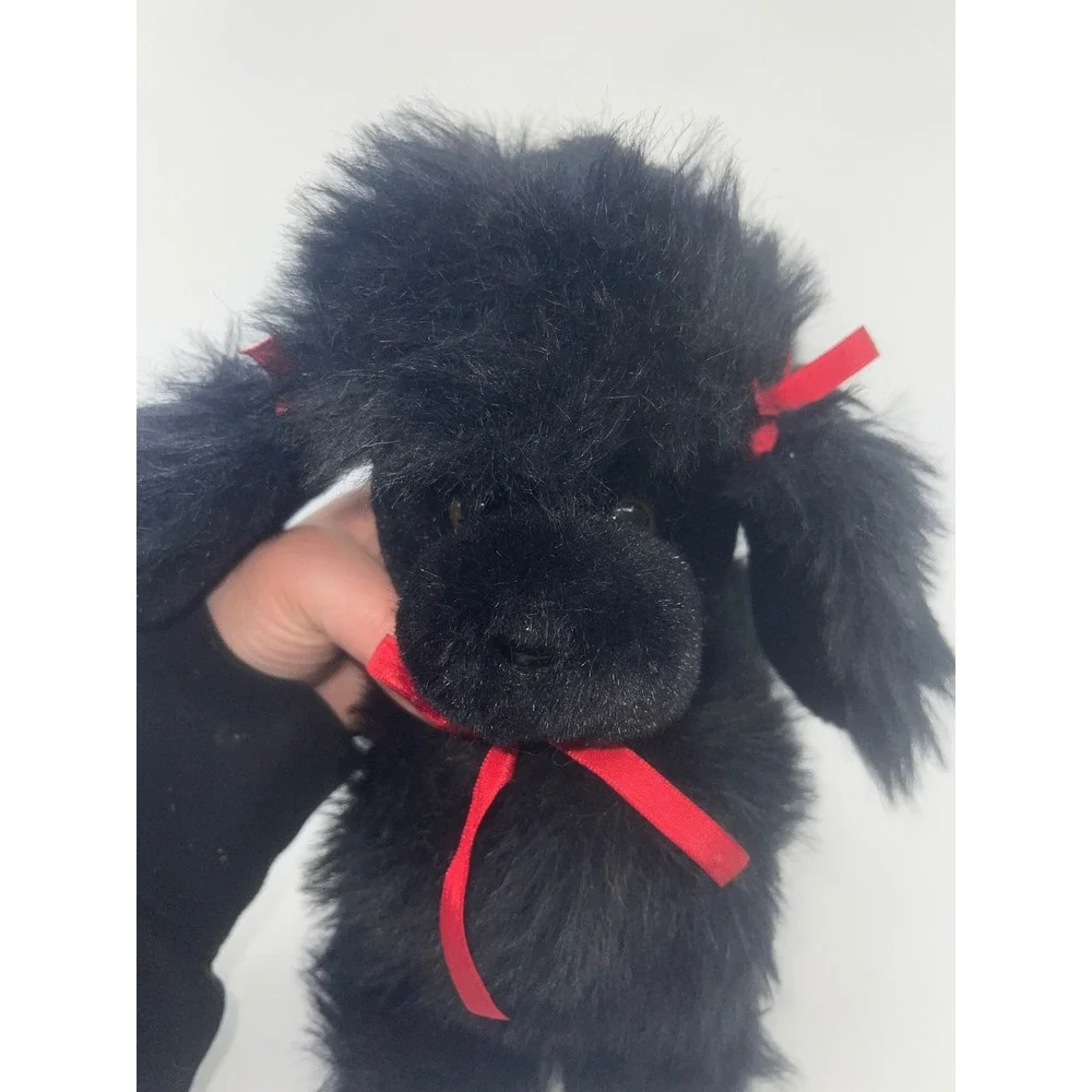 Vtg The Westcliff Collection Black Poodle Plush‎ Toy Red Bows Made in Korea 10